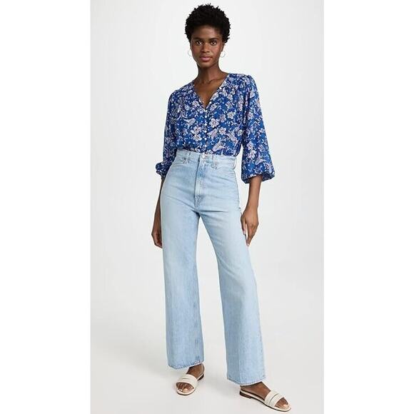 NEW Sundry Sz S Floral Button Down Blouse Perrin Paisley Long Sleeve Top - Picture 2 of 11